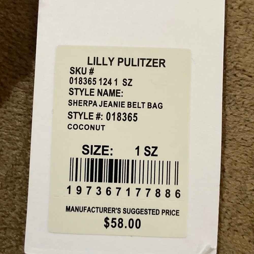 Lilly Pulitzer White Sherpa Jeanie Belt Bag with Gold Accent